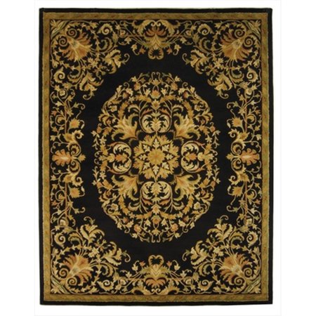 SAFAVIEH 8 ft. - 3 in. x 11 ft. Large Rectangle- Traditional Heritage Black Hand Tufted Rug HG640B-9